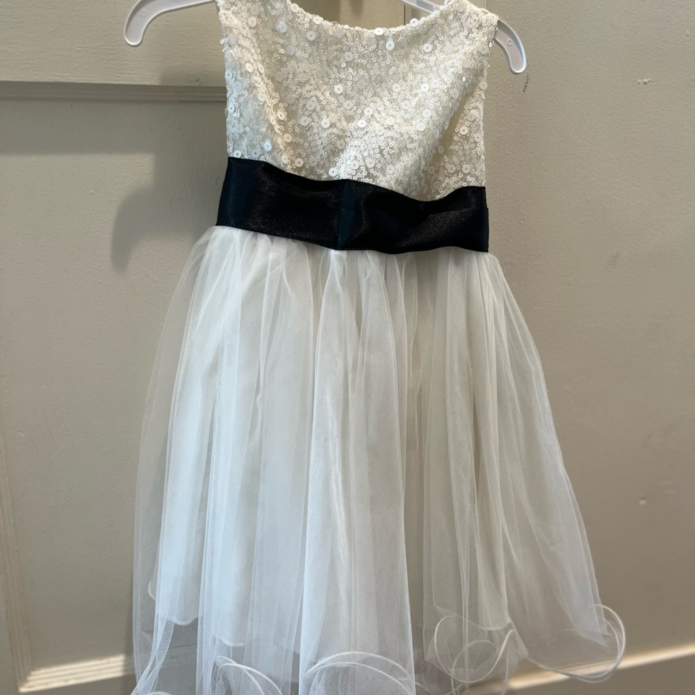 Elegant White and Black Kids Dress